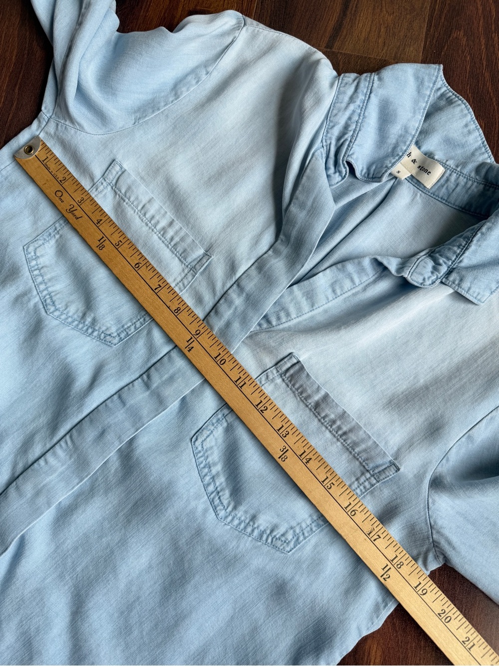 Cloth and Stone Lyocell Roll Sleeve Chambray Button Down Shirt Womens S - Picture 7 of 8